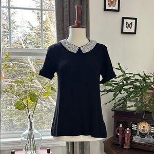 Elle Black Blouse with Silver Collar
